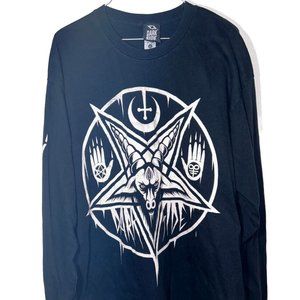 Darkside Mens XL Satanic Occult Pentagram Baphomet Goat Metal Long Sleeve Shirt